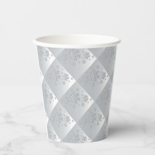 Gobelets En Papier Flammes de neige en gris et blanc* (Recto)