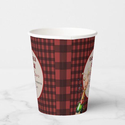 Gobelets En Papier Flannel & fizz douche d'hiver rouge et noire (Droite)