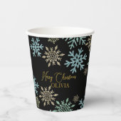 Gobelets En Papier Flèche de neige Noël Vert or (Recto)