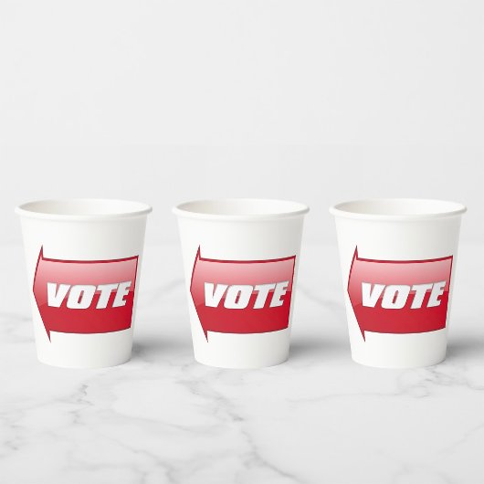 Gobelets En Papier Flèche rouge en gras Signer campagne électorale Vo