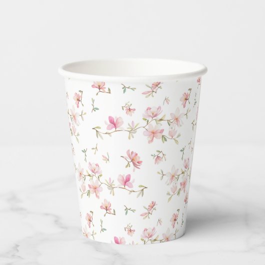 Gobelets En Papier Fleur Aquarelle rose doux (Verso)