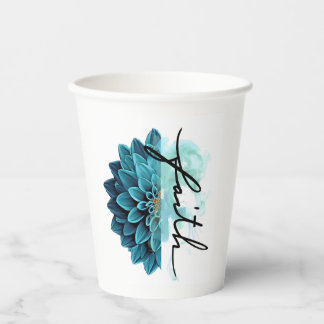 Gobelets En Papier Fleur Bleue Foi