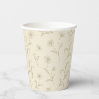 Gobelets En Papier Fleur botanique délicate neutre crème