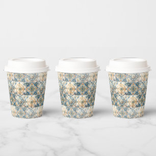Gobelets En Papier Fleur carrelée méditerranéenne Italien Positano Le