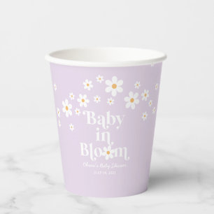 Gobelets En Papier Fleur de bébé rétro lavande Baby in Bloom Baby Sho