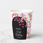 Gobelets En Papier Fleur de cerisier Sakura noir blanc Anniversaire (Verso)