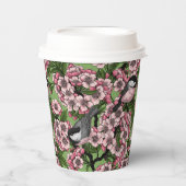 Gobelets En Papier Fleur de cerisiers et poulets verts (Recto)