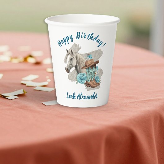 Gobelets En Papier Fleur de Cheval Occidental - Blanc