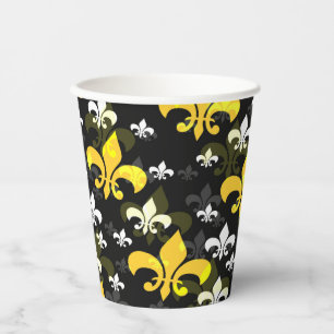 Gobelets En Papier Fleur De Lis Blanc Jaune