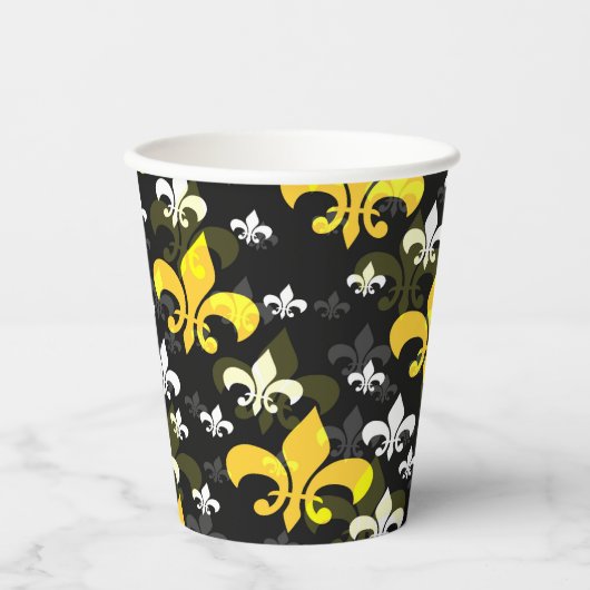 Gobelets En Papier Fleur De Lis Blanc Jaune (Recto)