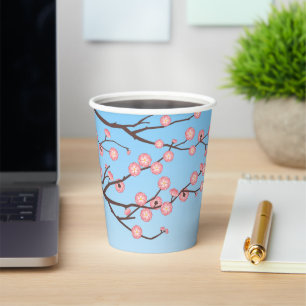 Gobelets En Papier Fleur de prune et chaudière à vent en verre sur