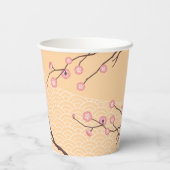 Gobelets En Papier Fleur de prune rose sur jaune (Verso)