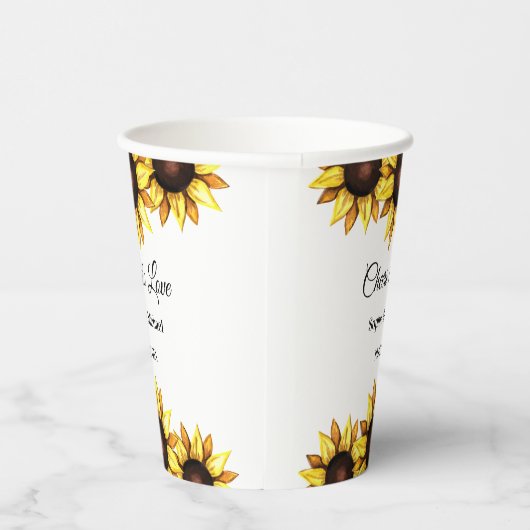 Gobelets En Papier Fleur de tournesol jaune mariage Floral blanc (Droite)
