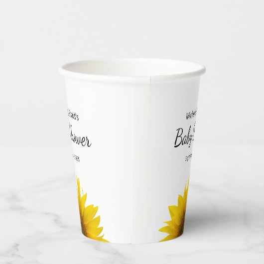 Gobelets En Papier Fleur de tournesol moderne Baby shower simple (Droite)