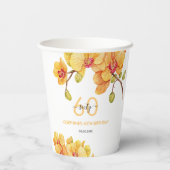 Gobelets En Papier Fleur d'orchidée jaune Anniversaire botanique (Verso)