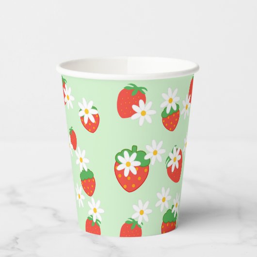 Gobelets En Papier Fleur Fleur Motif de fraise Fleur marron (Gauche)