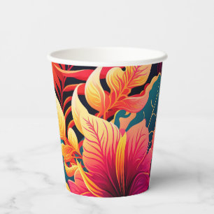 Gobelets En Papier Fleur hawaïenne motif tropical fleuri lumineux