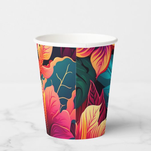 Gobelets En Papier Fleur hawaïenne motif tropical fleuri lumineux (Droite)