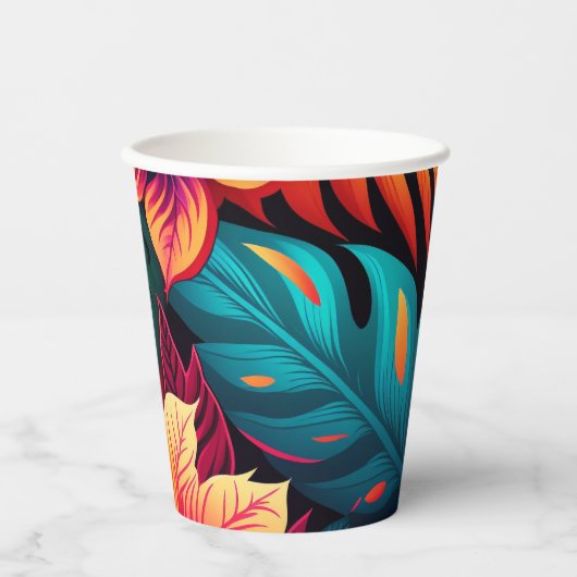 Gobelets En Papier Fleur hawaïenne motif tropical fleuri lumineux (Recto)