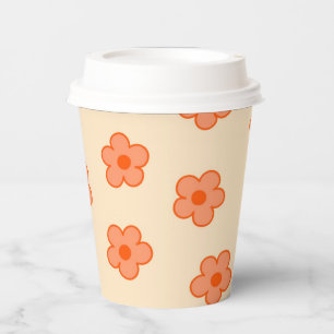 Gobelets En Papier Fleur Hippie Orange Peach Preppie
