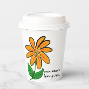 Gobelets En Papier Fleur jaune orange propager le bonheur