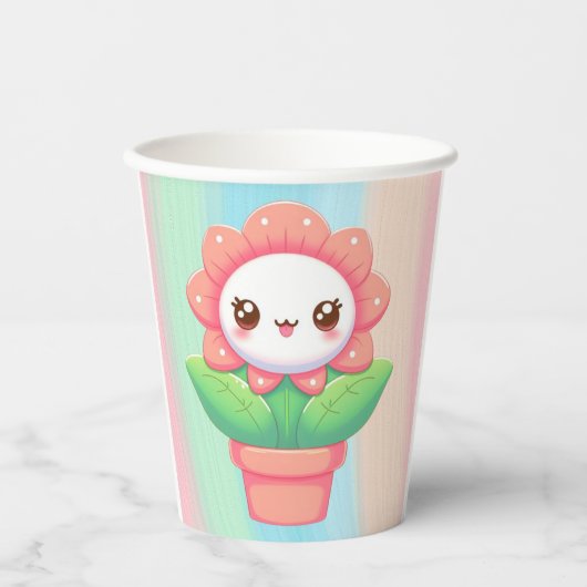 Gobelets En Papier Fleur mignonne, capricieuse en pot (Recto)