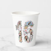 Gobelets En Papier Fleur rose 16e anniversaire fille photo Collage bl (Recto)