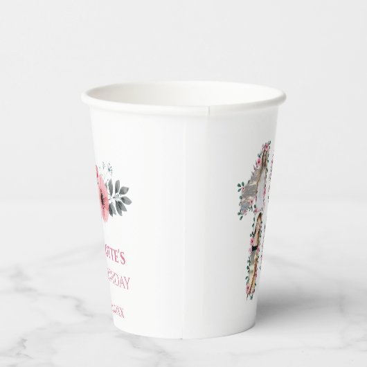 Gobelets En Papier Fleur rose 18e anniversaire fille photo Collage bl (Droite)