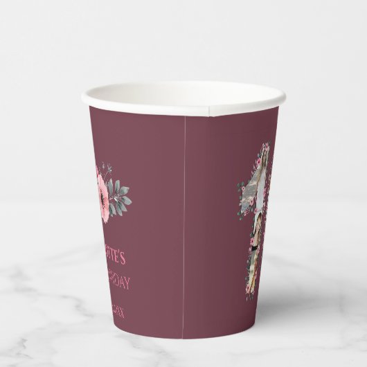 Gobelets En Papier Fleur rose Gros 16e anniversaire fille photo Colla (Droite)