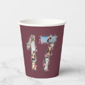 Gobelets En Papier Fleur rose Gros 17e anniversaire fille photo Colla (Recto)