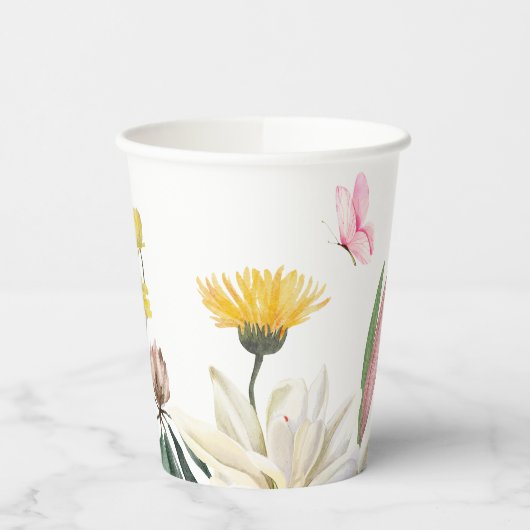 Gobelets En Papier Fleur rose rose rustique (Gauche)