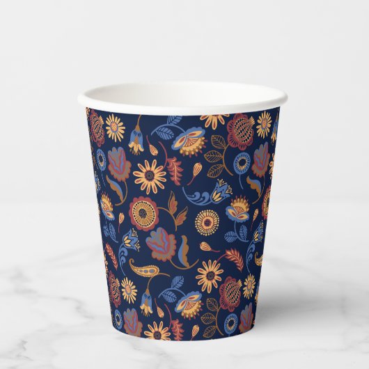 Gobelets En Papier Fleur rustique folklorique (Recto)