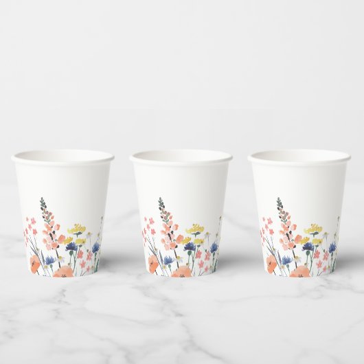 Gobelets En Papier Fleur sauvage aquarelle florale baby shower tasse  (Multi)