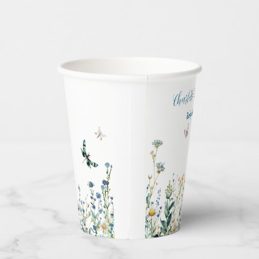 Gobelets En Papier Fleur sauvage bleu et vert (Droite)