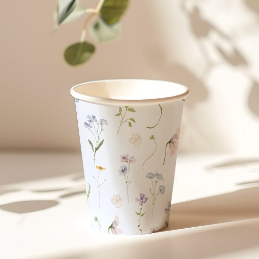 Gobelets En Papier Fleur sauvage bleu Floral élégant Baby Boy douche