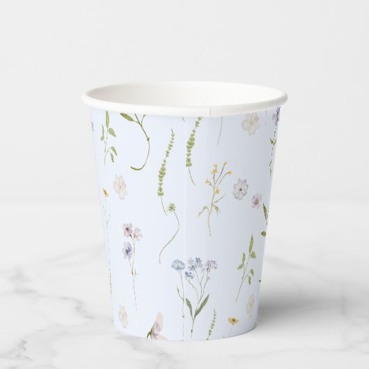 Gobelets En Papier Fleur sauvage bleu Floral élégant Baby Boy douche (Droite)