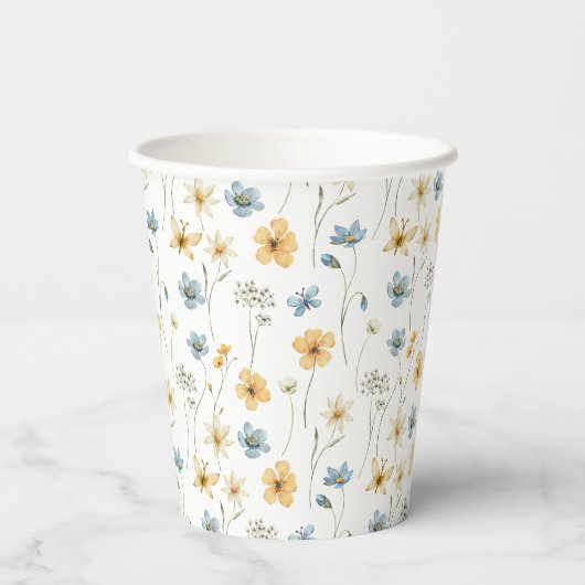 Gobelets En Papier Fleur sauvage boho printemps personnalisé douche n (Verso)