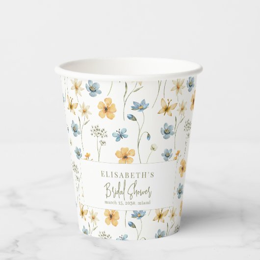 Gobelets En Papier Fleur sauvage boho printemps personnalisé douche n (Recto)