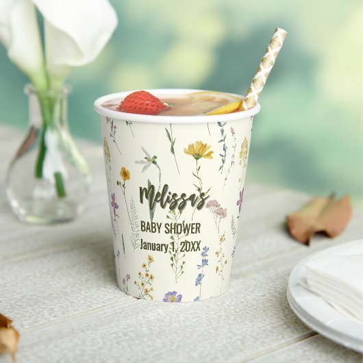 Gobelets En Papier Fleur sauvage boho rustique