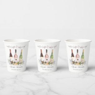 Gobelets En Papier Fleur sauvage Cheers to Love Wine Bottts Mariage