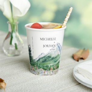 Gobelets En Papier Fleur sauvage de montagne rustique   Mariage Bohèm