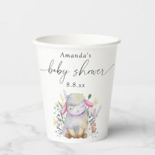 Gobelets En Papier Fleur sauvage et agneau - Baby shower