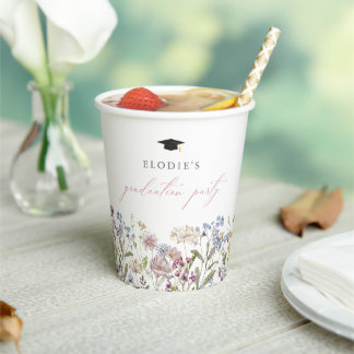 Gobelets En Papier Fleur sauvage Graduation Party Papier Coupe Floral