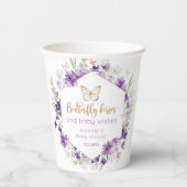 Gobelets En Papier Fleur sauvage lavande papillon embrasse baby showe (Recto)