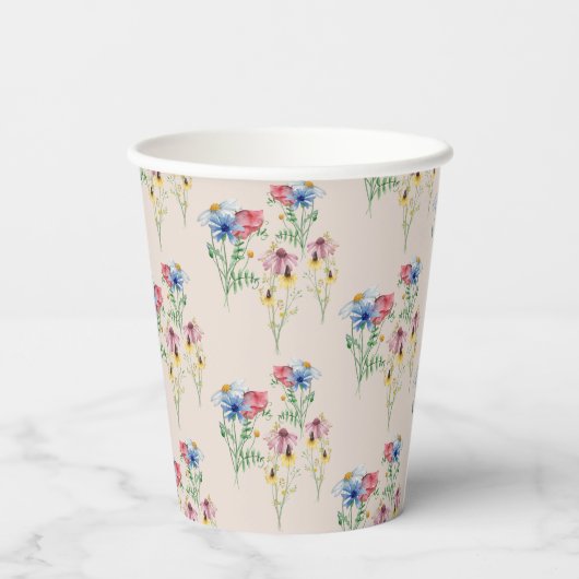 Gobelets En Papier Fleur sauvage rustique Poppy Daisy Motif Coneflowe (Verso)