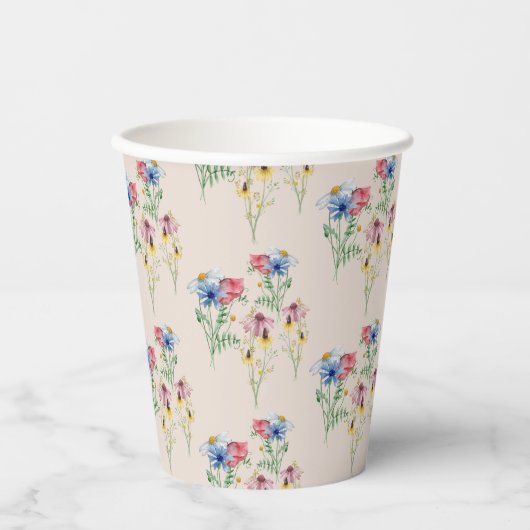 Gobelets En Papier Fleur sauvage rustique Poppy Daisy Motif Coneflowe (Recto)