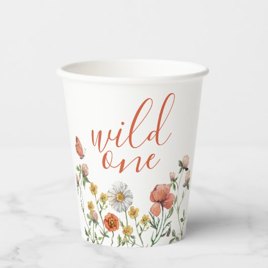 Gobelets En Papier Fleur sauvage Wild One Premier anniversaire (Recto)