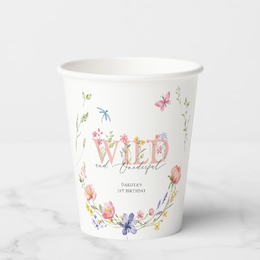 Gobelets En Papier Fleur sauvage Wild & Onederday 1er anniversaire (Verso)