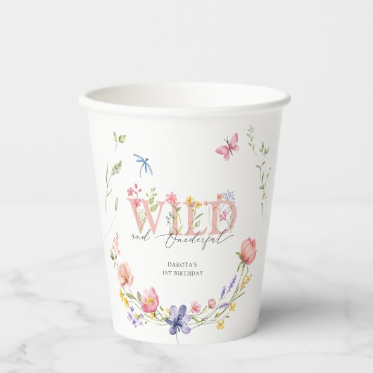 Gobelets En Papier Fleur sauvage Wild & Onederday 1er anniversaire (Recto)