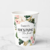 Gobelets En Papier Fleur tropicale Elle noue le nœud Mariage de jeune (Verso)